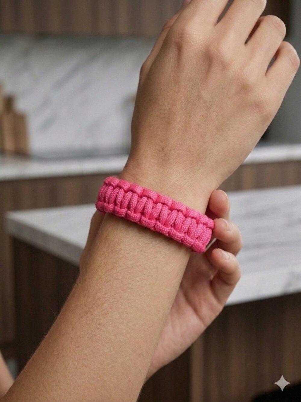 Handmade Paracord Bracelet In Pink | Pick Your Size - Picture 2 of 2
